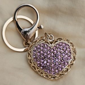 Heart ❤️ Keychain, Rose Gold Plating, pink & clear crystals, scratches,NWT